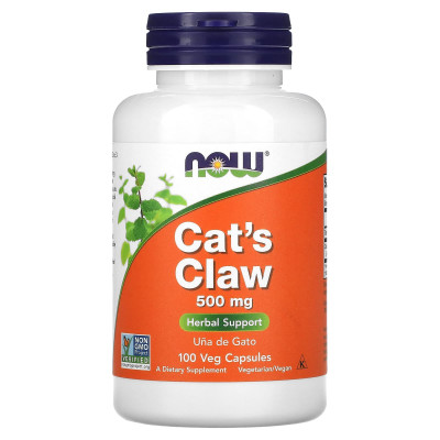 Котячий кіготь, Cat's Claw, NOW Foods, 500 мг, 100 вегетаріанських капсул