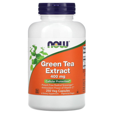 Екстракт зеленого чаю (Green Tea), Now Foods, 400 мг, 250 вегетаріанських капсул