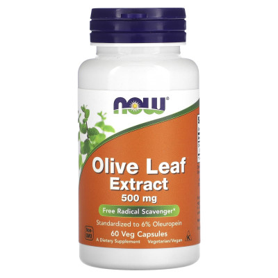 Листя оливи екстракт, Olive Leaf, Now Foods, 500 мг, 60 кап.
