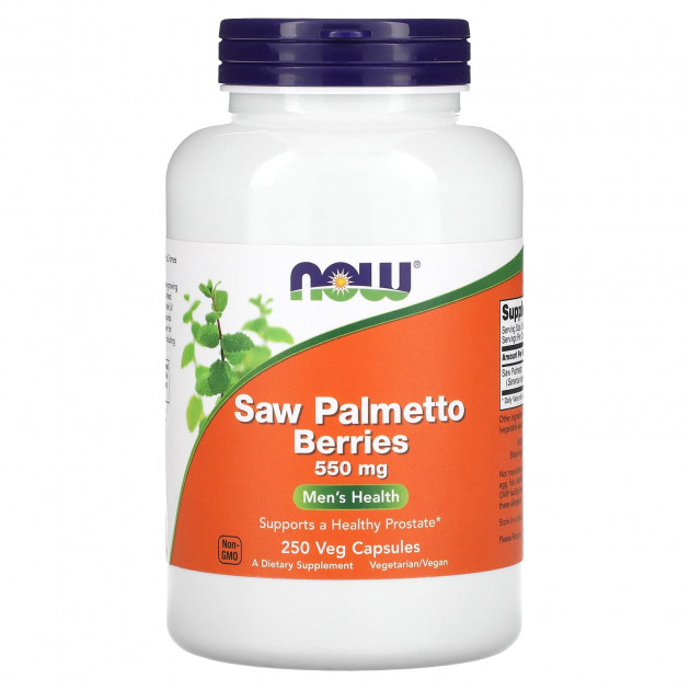 Со Пальметто, Saw Palmetto, Now Foods, ягоди, 550 мг, 250 вегетаріанських капсул