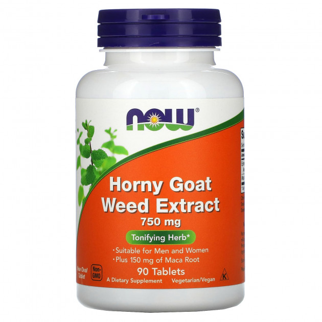 Горянка з макою (Horny Goat Weed), Now Foods, екстракт, 750 мг, 90 таблеток