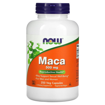 Мака (Maca), Now Foods, 500 мг, 250 вегетаріанських капсул