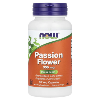 Страстоцвіт (екстракт квітів), Passion Flower, Now Foods, 350 мг, 90 вегетаріанських капсул