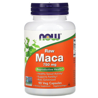Мака (Maca), Now Foods, сира, 750 мг, 90 вегетаріанських капсул