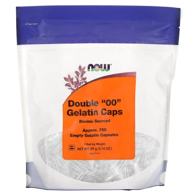 Порожні капсули "00", Double "00" Gelatin Caps, Now Foods, 750 порожніх желатинових капсул (89 г)