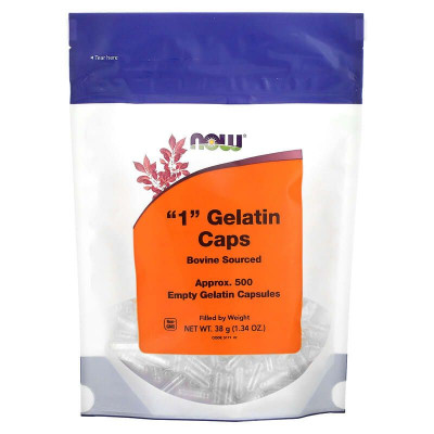 Порожні капсули "1", "1" Gelatin Caps, Now Foods, 500 порожніх желатинових капсул (38 г)