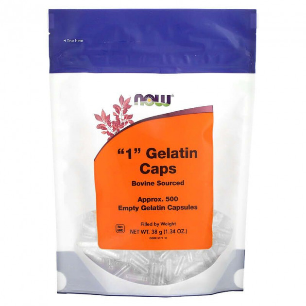 Порожні капсули "1", "1" Gelatin Caps, Now Foods, 500 порожніх желатинових капсул (38 г)