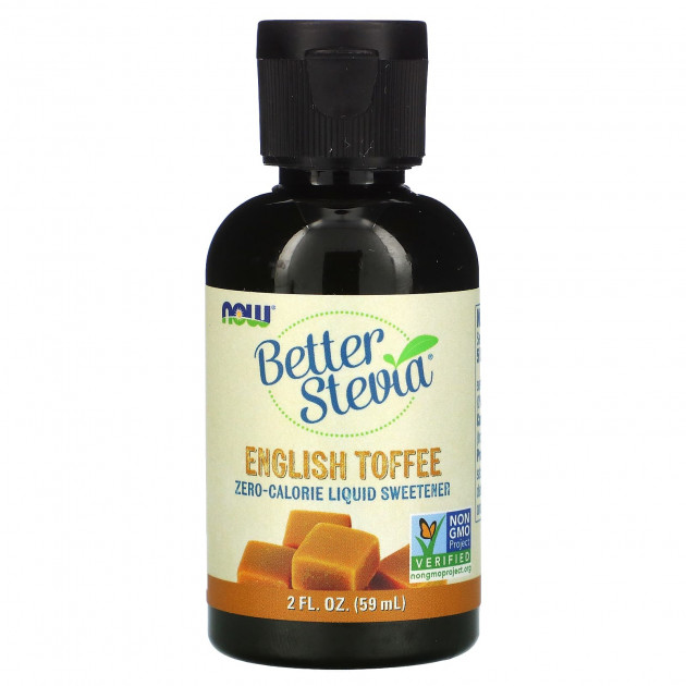 Стевія, Better Stevia, Now Foods, рідкий підсолоджувач з нульовою калорійністю, смак англійського ірису, 59 мл