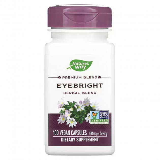 Очанка лікарська, Eyebright, Herbal Blend, Nature's Way, трав'яна суміш для очей, 694 мг, 100 веганських капсул (347 мг на капсулу)