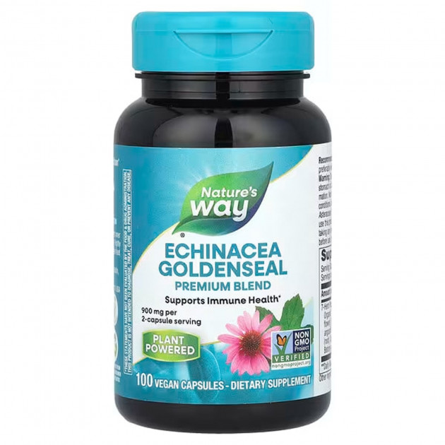 Ехінацея та гідрастіс, Echinacea Goldenseal, Nature's Way, 900 мг, 100 веганських капсул