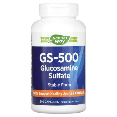 Глюкозамін сульфат, GS-500 Glucosamine Sulfate, Nature's Way, 240 капсул (0,5 г у капсулі)