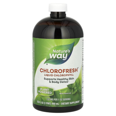 Хлорофіл, Chlorofresh, Nature's Way, рідкий, смак м'яти, 132 мг, 480 мл (132 мг на 2 столові ложки)