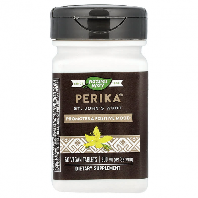 Екстракт Звіробою, Perika, St. John's Wort, Nature's Way, 300 мг, 60 веганських таблеток