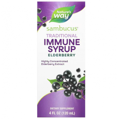 Чорна бузина, підтримка імунітету, Sambucus, Nature's Way, 50 мг, сироп, 120 мл