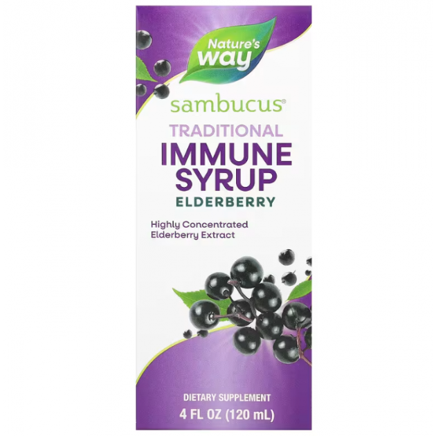 Чорна бузина, підтримка імунітету, Sambucus, Nature's Way, 50 мг, сироп, 120 мл