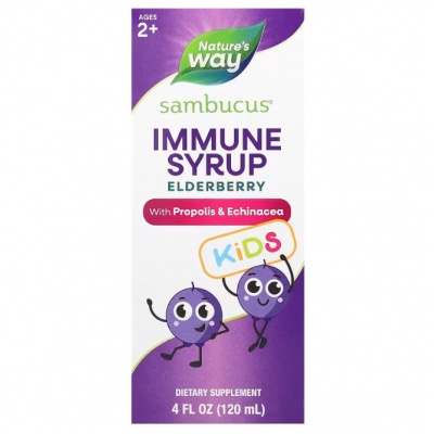 Чорна бузина для дітей віком від 2 років, Sambucus for Kids, Nature's Way, сироп для імунітету з прополісом та ехінацеєю, 120 мл