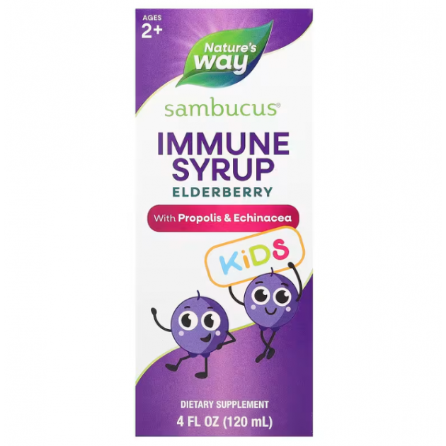 Чорна бузина для дітей віком від 2 років, Sambucus for Kids, Nature's Way, сироп для імунітету з прополісом та ехінацеєю, 120 мл