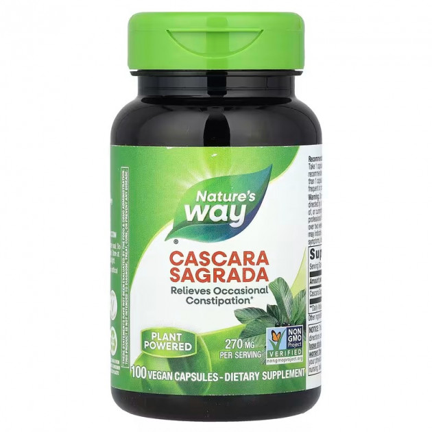 Каскара саграда, Cascara Sagrada, Nature's Way, 350 мг, 100 капсул