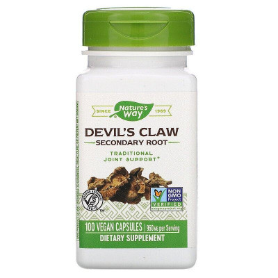 Кіготь диявола, Devil's Claw, Secondary Root, Nature's Way, бульби, 960 мг, 100 веганських капсул