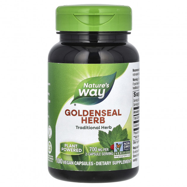 Гідрастис канадський, жовтокорінь, Goldenseal Herb, Nature's Way, 700 мг, 100 вегетаріанських капсул (350 мг у капсулі)