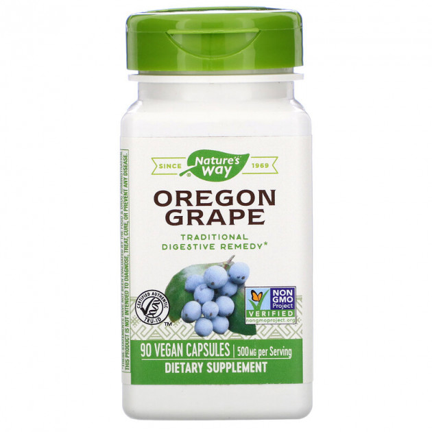 Орегонський виноград, Oregon Grape, Nature's Way, 500 мг, 90 веганських капсул