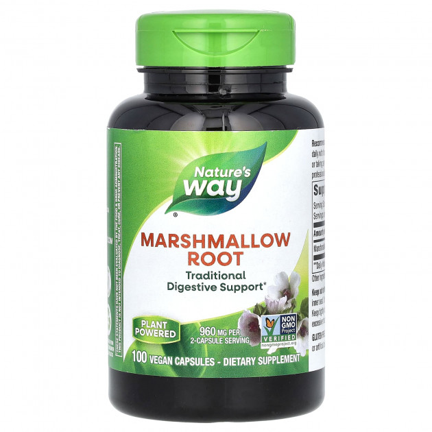 Корінь алтею, Marshmallow, Nature's Way, 960 мг, 100 веганських капсул (480 мг на капсулу)