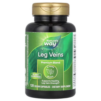 Для підтримки здорової сили вен ніг, Leg Veins, Nature's Way, преміум-суміш, 120 веганських капсул