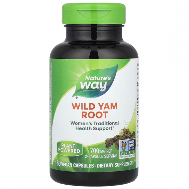 Дикий ямс, Wild Yam, Nature's Way, корінь, 700 мг, 180 веганських капсул (350 мг в капсулі)