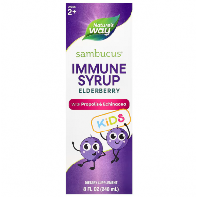 Чорна бузина, Kids Sambucus, Nature's Way, сироп для імунітету дітей від 2 років, 240 мл