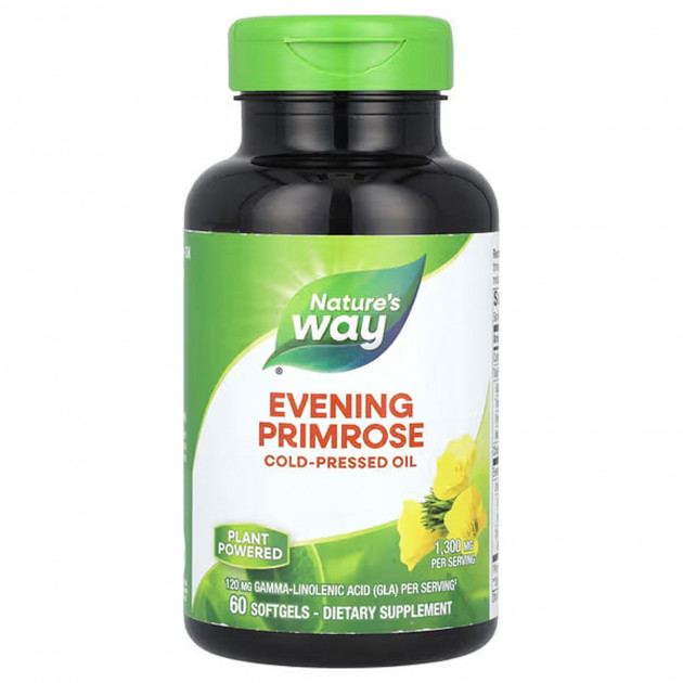 Олія примули вечірньої, Evening Primrose, Nature's Way, 1300 мг, 60 гелевих капсул