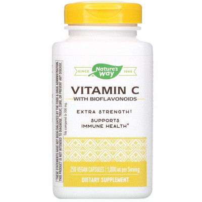 Вітамін С (аскорбінова кислота), Vitamin C-1000, Nature's Way, з биофлавоноїдами, 250 веганських капсул