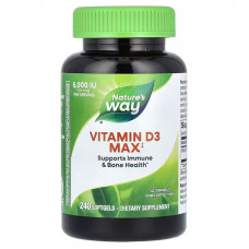 Вітамін D-3, Vitamin D3 Max, Nature's Way, максимальна сила, 125 мкг (5000 МО), 240 гелевих капсул