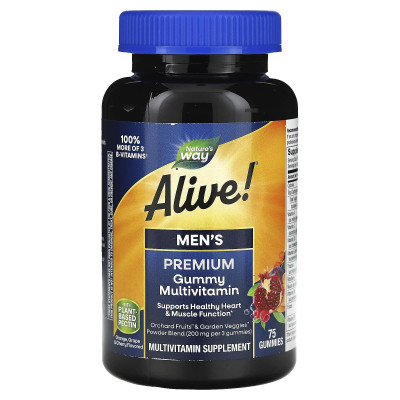 Вітаміни для чоловіків, Alive! Men's Gummy Vitamins, Nature's Way, 75 жувальних таблеток