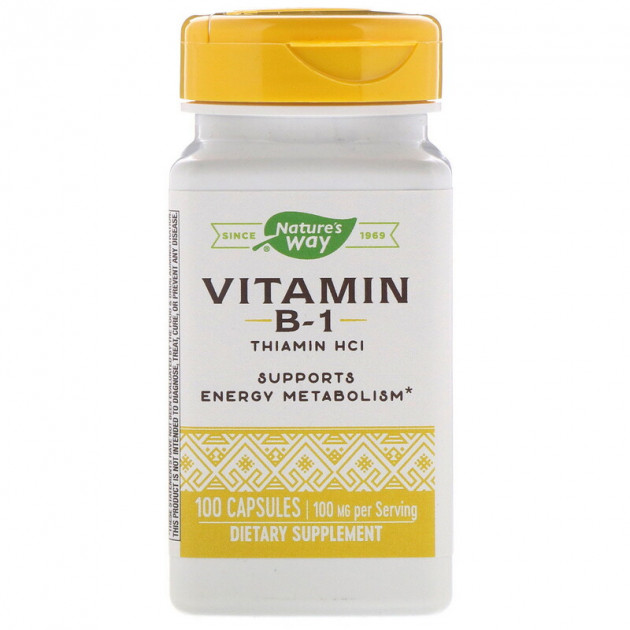 Тіамін, Vitamin B-1, Nature's Way, 100 мг, 100 капсул