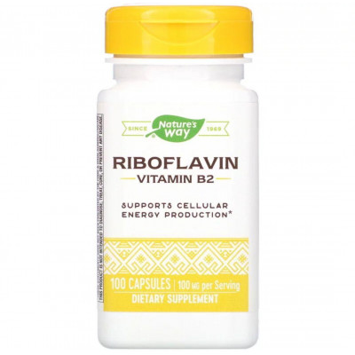 Рибофлавін, Vitamin B2, Nature's Way, 100 мг, 100 капсул