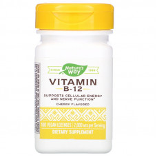 Вітамін В12, Vitamin B-12, Nature's Way, смак вишні, 2000. мкг, 100 льодяників