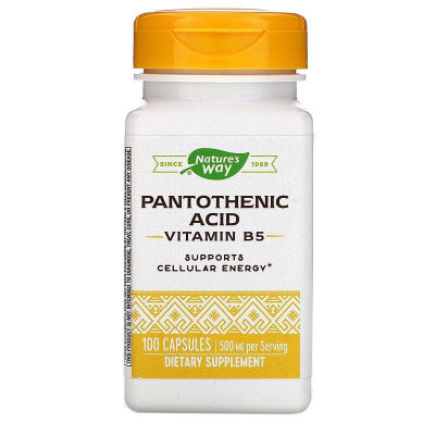 Пантотенова кислота, Pantothenic Acid, Nature's Way, 500 мг, 100 капсул