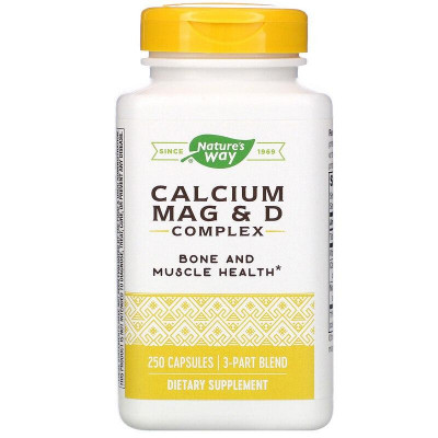 Кальцій, магній і вітамін D, Calcium Mag & D, Nature's Way, 250 капсул