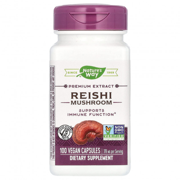 Гриб рейші лікувальний, Reishi, Nature's Way, стандартизований, 376 мг, 100 капсул