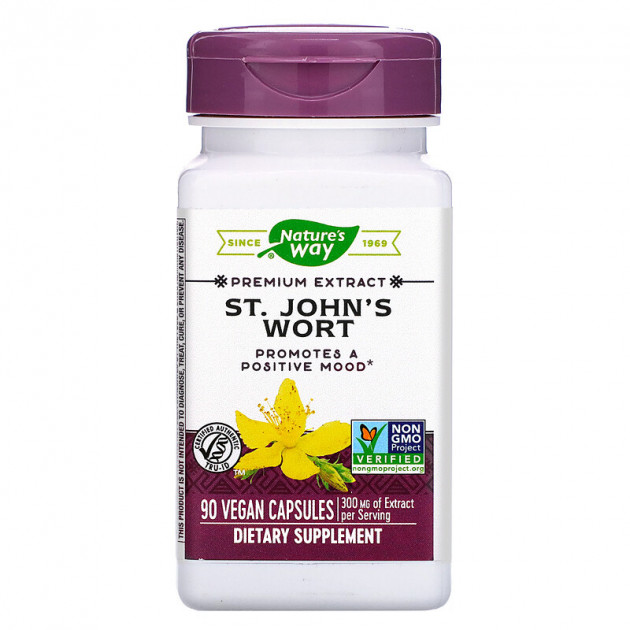 Звіробій, St. John's Wort, Nature's Way, стандартизований, 300 мг, 90 капсул