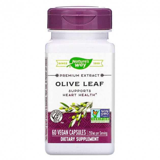 Екстракт листя оливи, Olive Leaf, Nature's Way, преміум-клас, 250 мг, 60 веганських капсул