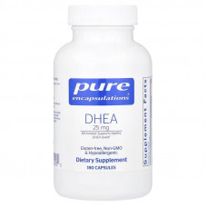 ДГЕА, DHEA, Pure Encapsulations, підтримка імунітету, спалювання жиру, гормонального балансу та емоційного благополуччя, 25 мг, 180 капсул
