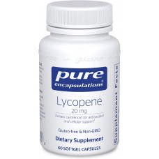 Лікопін, Lycopene, Pure Encapsulations, підтримка передміхурової залози, клітин та жовтої плями, 20 мг, 60 гелевих капсул