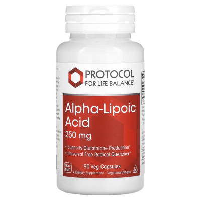 Альфа-ліпоєва кислота, Alpha-Lipoic Acid, Protocol for Life Balance, 250 мг, 90 веганських капсул