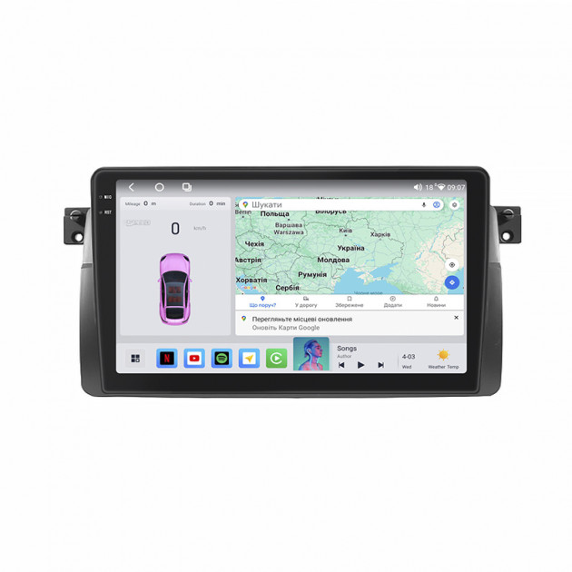 Штатная магнитола Lesko для BMW 3 серии IV (E46) 1998-2003 экран 9" 4/64 QLED CarPlay 4G Wi-Fi GPS 360 Prime