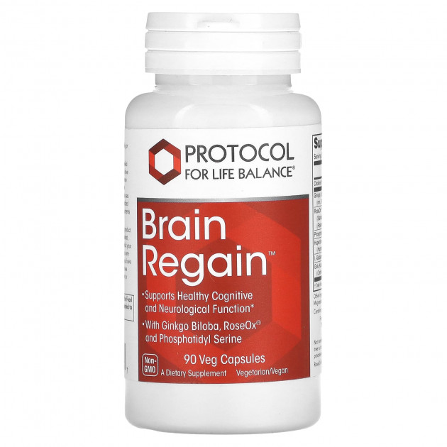 Підтримка мозку, Brain Regain, Protocol for Life Balance, 90 веганських капсул