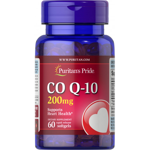 Коензим Q-10, Q-SORB ™ Co Q-10, Puritan's Pride, 200 мг, 60 гелевих капсул швидкого вивільнення