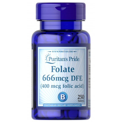 Фолієва кислота, Folic Acid, Puritan's Pride, 400 мкг, 250 таблеток