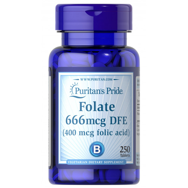 Фолієва кислота, Folic Acid, Puritan's Pride, 400 мкг, 250 таблеток