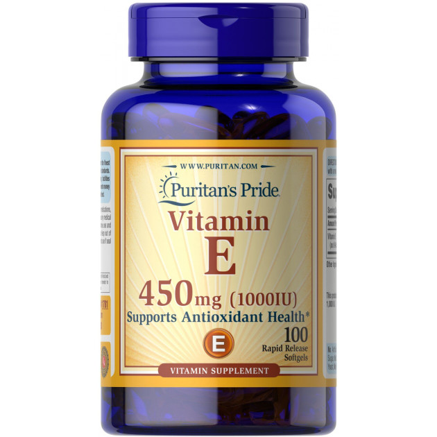 Вітамін Е, Vitamin E, Puritan's Pride, 450 мг (1000 МО), 100 капсул